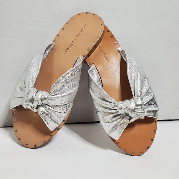 Loeffler Randall Lucia Sandals Size 6 Studded Knot Metallic Leather Slide - Picture 1 of 7